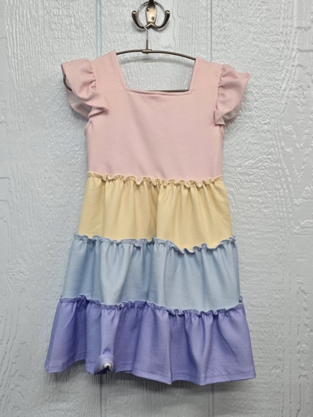 NWT Size 3 Girls Pastel Tiered Ruffle Dress Pink, Yellow, Light Blue, Lavender